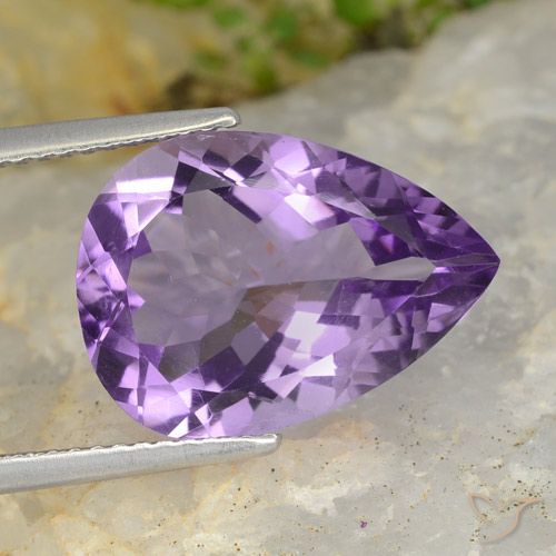 6.37ct Natural Berinjela Violeta Ametista, Formato de pêra, VS