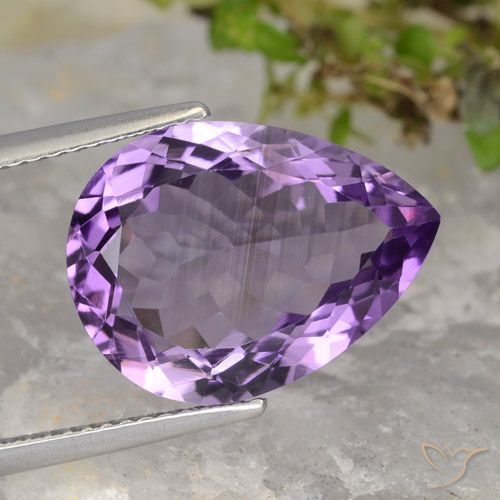 7.48ct Natural Violeta Púrpura Médio-claro Ametista, Formato de pêra, VVS-VS