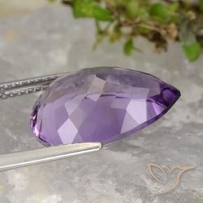 Ametista Violeta Púrpura Médio-claro Natural 7.48ct, Formato de pêra, VVS-VS