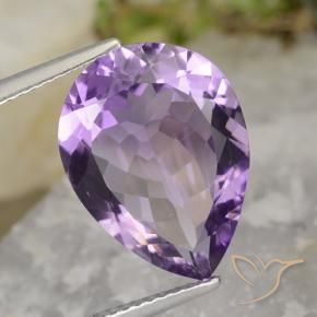 Ametista Violeta Púrpura Médio-claro Natural 6.94ct, Formato de pêra, VVS-VS
