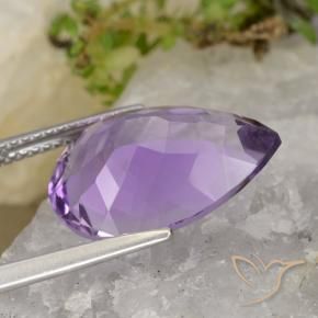 Ametista Violeta Púrpura Médio-claro Natural 6.94ct, Formato de pêra, VVS-VS