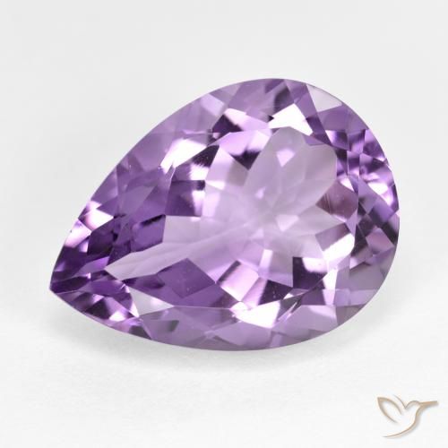 Ametista Violeta Púrpura Médio-claro Natural 7.32ct, Formato de pêra, VVS-VS