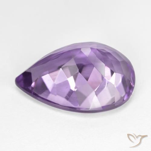 Ametista Violeta Púrpura Médio-claro Natural 7.32ct, Formato de pêra, VVS-VS
