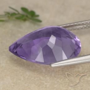 Ametista Violeta Profundo Natural 6.32ct, Formato de pêra, VS