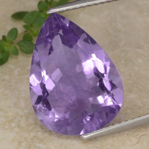 6.51ct Natural Berinjela Violeta Ametista, Formato de pêra, VS