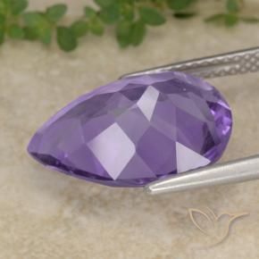 Ametista Violeta médio Natural 6.19ct, Formato de pêra, VS