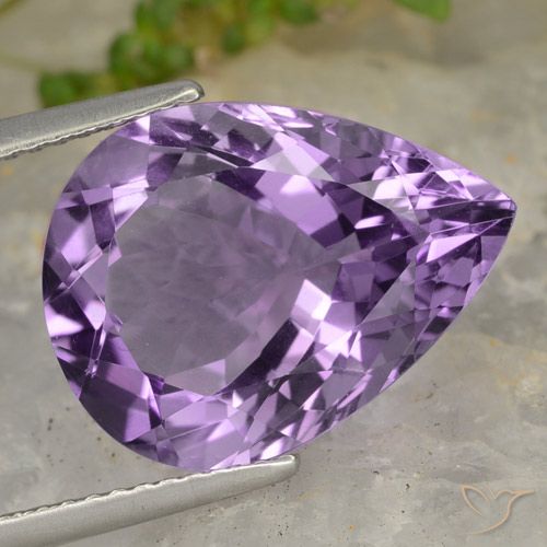 7.60ct Natural Violeta Púrpura Médio-claro Ametista, Formato de pêra, VVS-VS