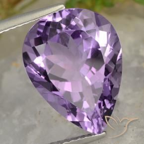 Ametista Violeta Púrpura Médio-claro Natural 7.60ct, Formato de pêra, VVS-VS