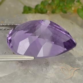Ametista Violeta Púrpura Médio-claro Natural 7.60ct, Formato de pêra, VVS-VS