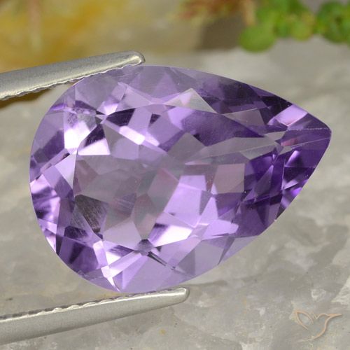 6.32ct Natural Violeta Púrpura Médio-claro Ametista, Formato de pêra, VVS-VS
