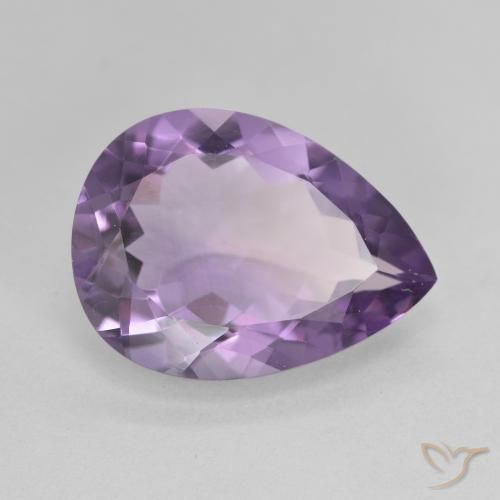 Ametista Medium Light Purplish-Violet Natural 6.69ct, Formato de pêra, VVS-VS