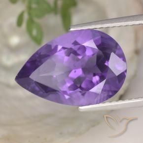 Ametista Violeta Profundo Natural 4.72ct, Formato de pêra, VS