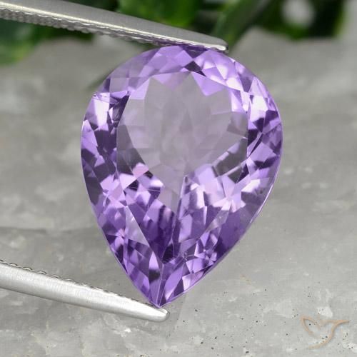 Ametista Violeta médio Natural 7.08ct, Formato de pêra, VVS-VS