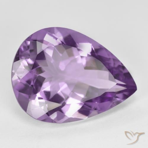 Ametista Violeta Púrpura Médio-claro Natural 6.22ct, Formato de pêra, VVS-VS