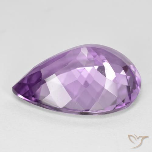 Ametista Violeta Púrpura Médio-claro Natural 6.22ct, Formato de pêra, VVS-VS