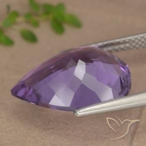 Ametista Berinjela Violeta Natural 6.79ct, Formato de pêra, VVS-VS