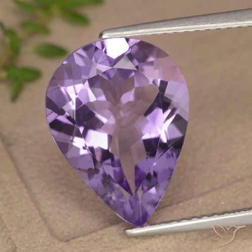 6.07ct Natural Violeta Púrpura Médio-claro Ametista, Formato de pêra, VVS-VS