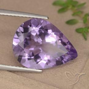 Ametista Violeta Púrpura Médio-claro Natural 6.07ct, Formato de pêra, VVS-VS