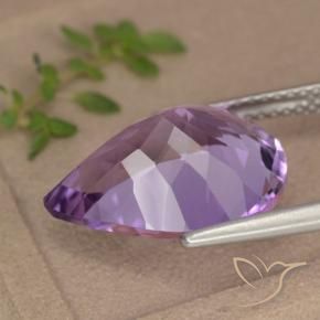 Ametista Violeta Púrpura Médio-claro Natural 6.07ct, Formato de pêra, VVS-VS