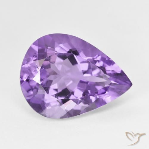 Ametista Violeta médio Natural 7.23ct, Formato de pêra, VS