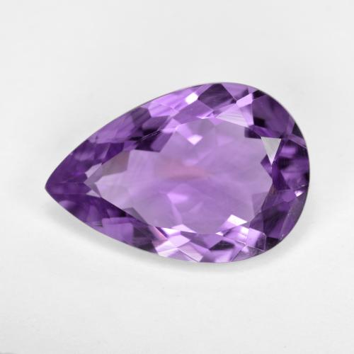 Ametista Violeta Púrpura Médio-claro Natural 4,36ct, Formato de pêra, VVS-VS