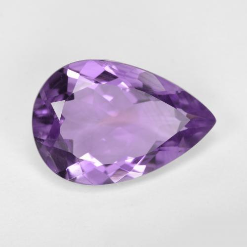 Ametista Violeta Púrpura Médio-claro Natural 4,36ct, Formato de pêra, VVS-VS