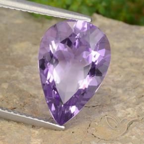 Ametista Violeta médio Natural 6.34ct, Formato de pêra, VVS-VS