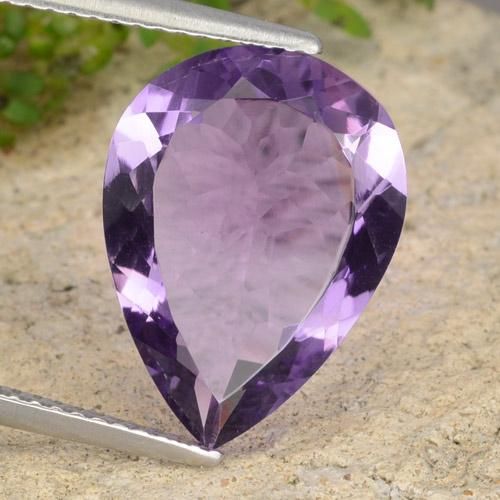 Ametista Violeta rosado Natural 5.73ct, Formato de pêra, VVS-VS
