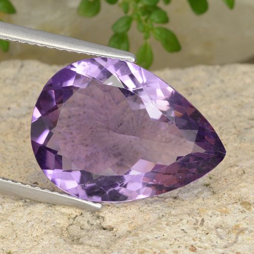 7.66ct Natural Violeta Púrpura Médio-claro Ametista, Formato de pêra, VS