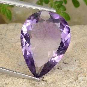 Ametista Violeta Púrpura Médio-claro Natural 7.66ct, Formato de pêra, VS
