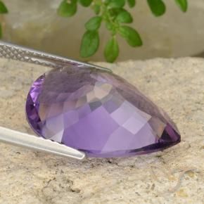 Ametista Violeta Púrpura Médio-claro Natural 7.66ct, Formato de pêra, VS