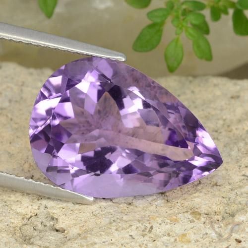 Ametista Violeta Profundo Natural 9.43ct, Formato de pêra, VVS-VS
