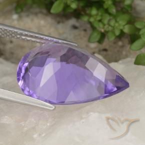Ametista Violeta médio Natural 8.52ct, Formato de pêra, VVS-VS