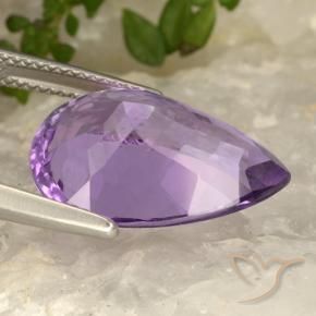 Ametista Violeta Púrpura Médio-claro Natural 8.70ct, Formato de pêra, VVS-VS
