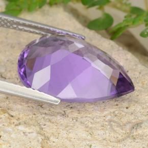 Ametista Violeta médio Natural 6.63ct, Formato de pêra, VVS-VS