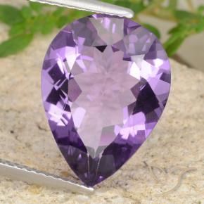 Ametista Violeta médio Natural 6.33ct, Formato de pêra, VVS-VS