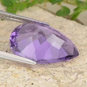 Ametista Violeta médio Natural 6.33ct, Formato de pêra, VVS-VS