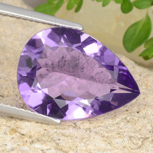 5.76ct Natural Tonalidade Violeta Profunda Ametista, Formato de pêra, VVS-VS