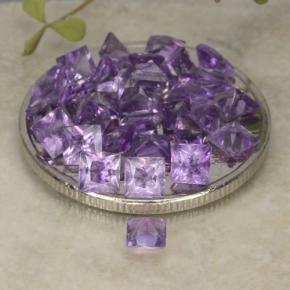 Pedras preciosas de ametista violeta médio natural de 3,84 ct, quadrado, VS