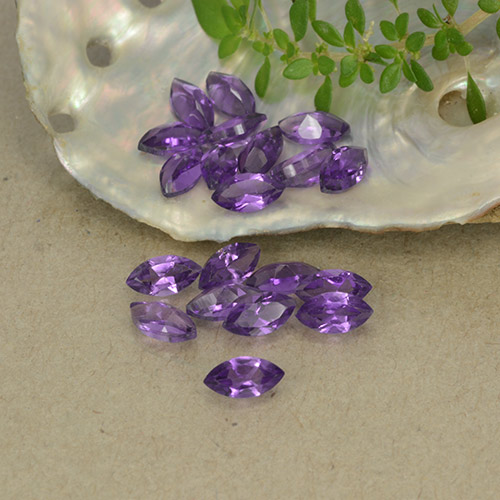 Pedras preciosas de Ametista Violeta Profundo natural de 3.28 ct, Marquesa, VS