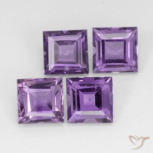 Pedras preciosas de Ametista Violeta médio natural de 4.53 ct, Quadrado, VS