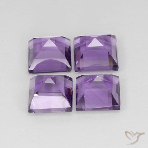 Pedras preciosas de Ametista Violeta médio natural de 4.53 ct, Quadrado, VS