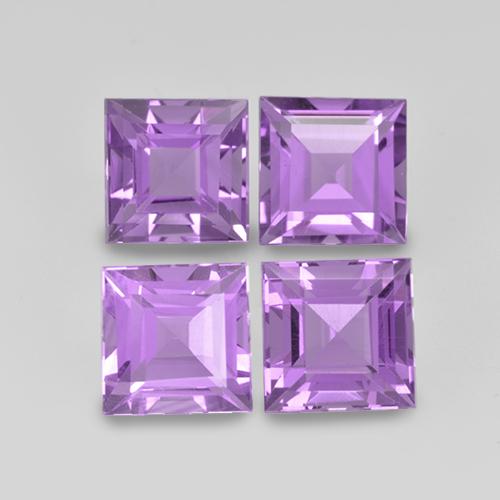 Pedras preciosas de Ametista Violeta Rosado Médio natural de 4.59 ct, Quadrado, VS