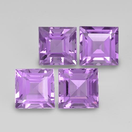 Pedras preciosas de Ametista Violeta Rosado Médio natural de 4.59 ct, Quadrado, VS