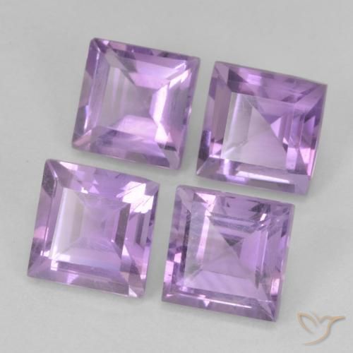Pedras preciosas de Ametista Violeta médio natural de 4.65 ct, Quadrado, VS