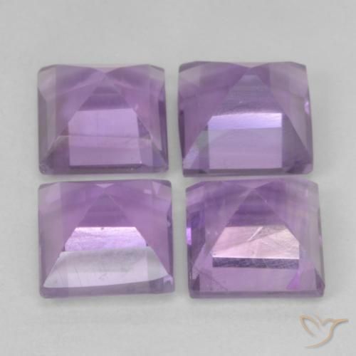 Pedras preciosas de Ametista Violeta médio natural de 4.65 ct, Quadrado, VS