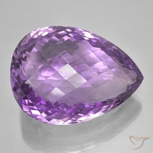 Ametista Violeta Púrpura Médio Natural 53.48ct, Formato de pêra, IF