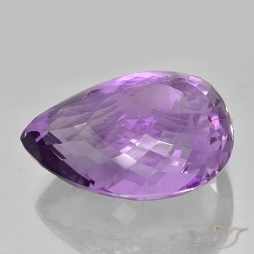 Ametista Violeta Púrpura Médio Natural 53.48ct, Formato de pêra, IF