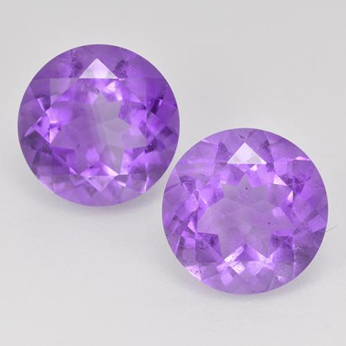 Pedras preciosas de ametista violeta médio-claro natural de 3,56 ct, corte redondo, VS