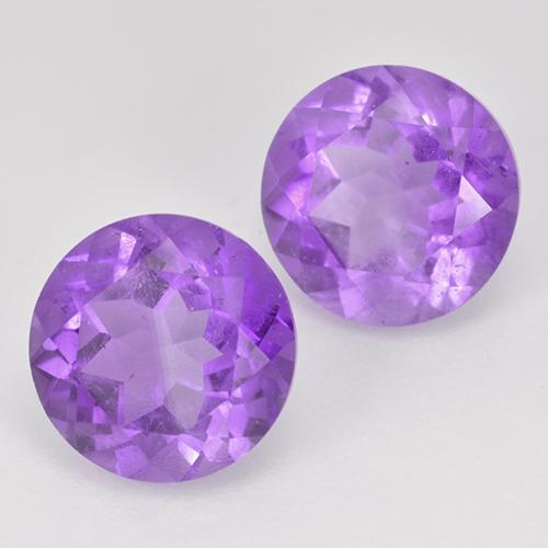 Pedras preciosas de ametista violeta médio-claro natural de 3,56 ct, corte redondo, VS